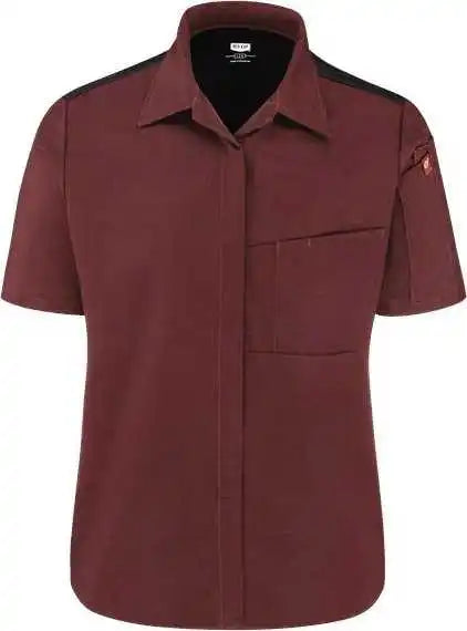 Chef Designs 501w Women’s Poplin Airflow Cook Shirt with Oilblok Merlot Heather Black