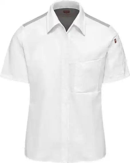 Chef Designs 501w Women’s Poplin Airflow Cook Shirt with Oilblok - White Gray