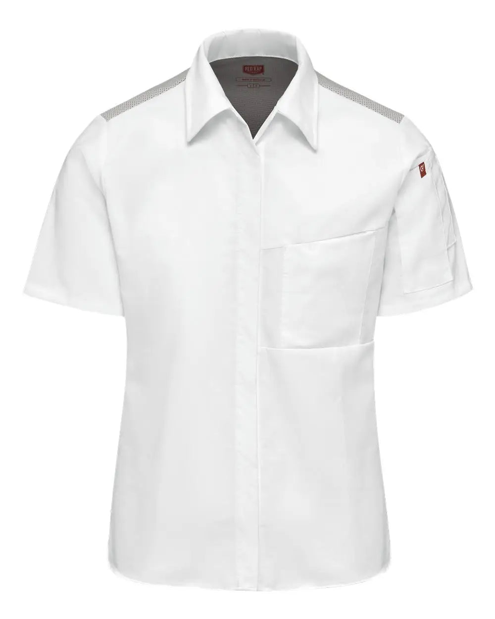 Chef Designs 501w Women’s Poplin Airflow Cook Shirt with Oilblok - White Grey - Gray / Xs