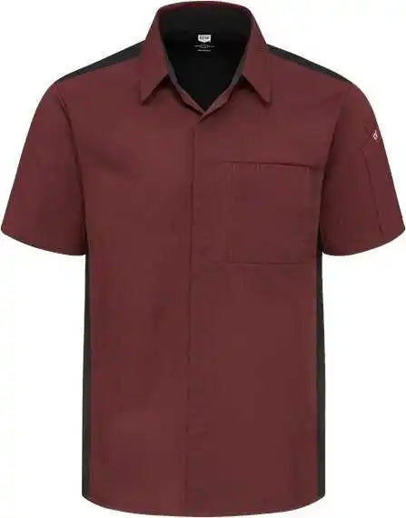 Chef Designs 502m Poplin Airflow Cook Shirt with Oilblok - Merlot Heather Black