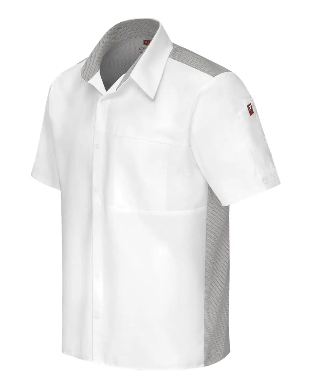 Chef Designs 502m Poplin Airflow Cook Shirt with Oilblok - White Grey