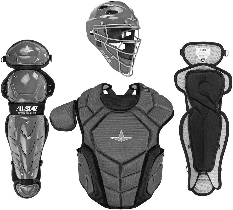 All-Star Top Star Series NOCSAE Catcher's Set Ages 9-12 - Graphite - HIT a Double - 1