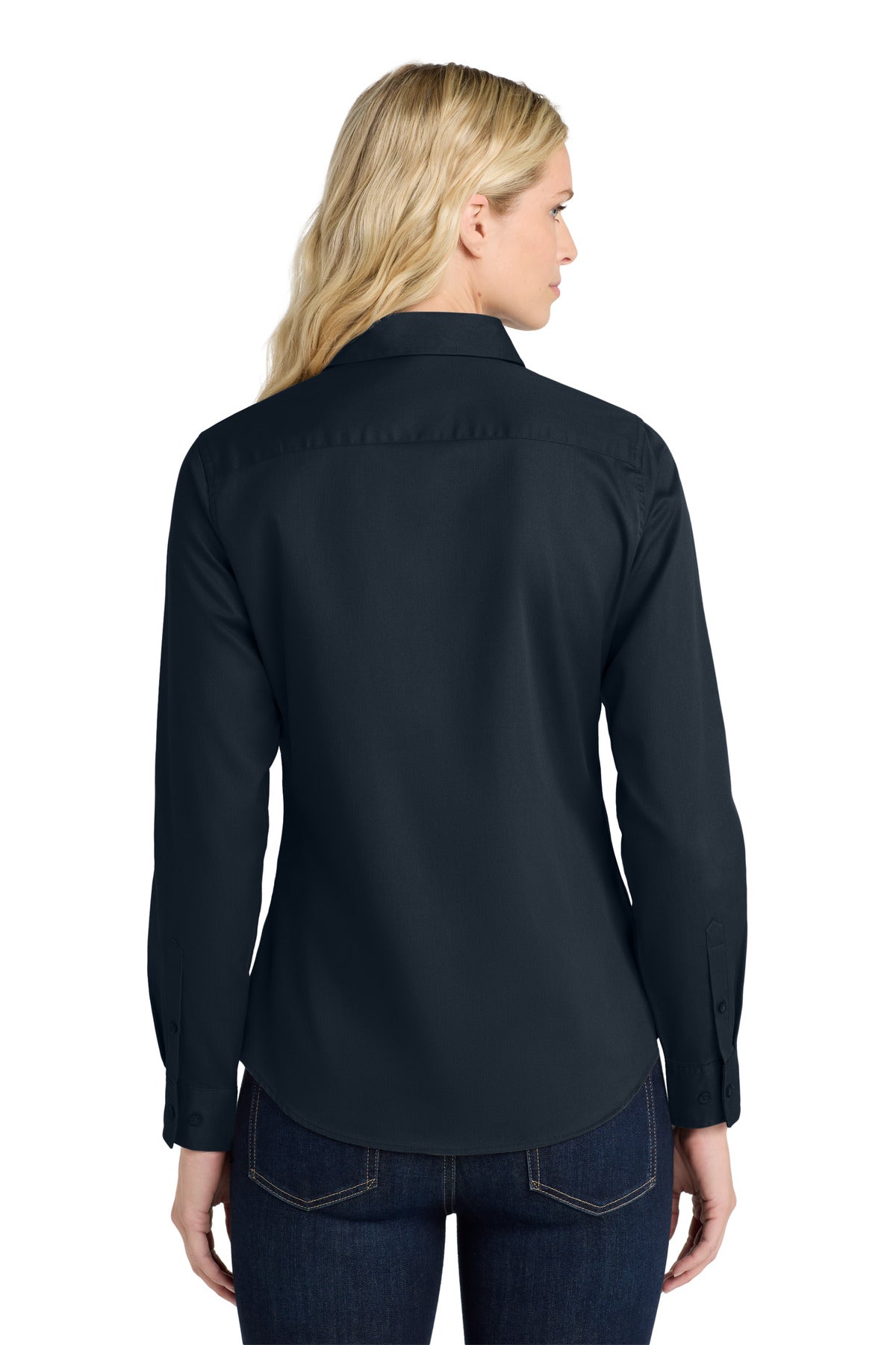 Cl Navy/Lt Stn Port Authority Women's Long Sleeve Easy Care Shirt. L608