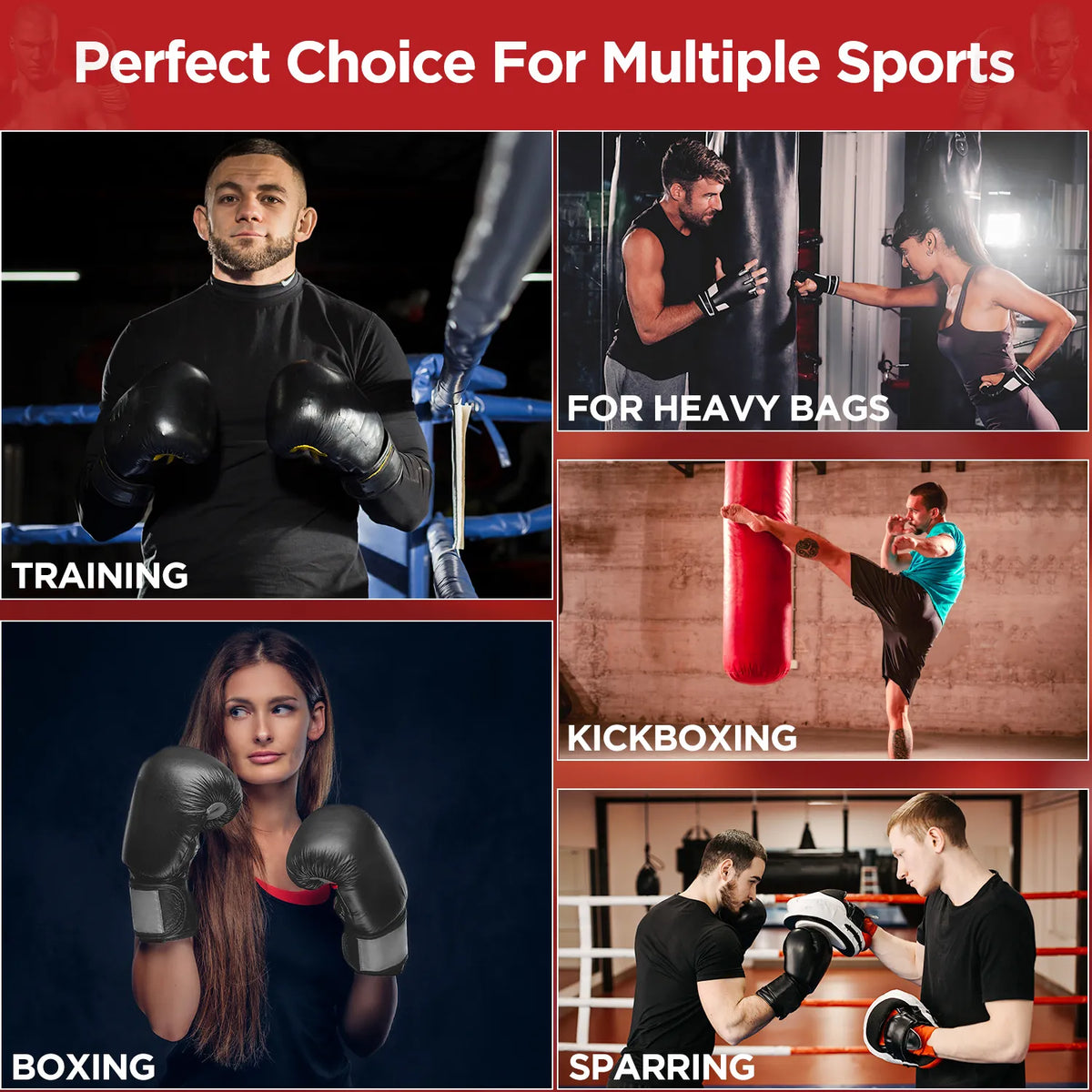 Clash Boxing Gloves for Men & Women (red/black)