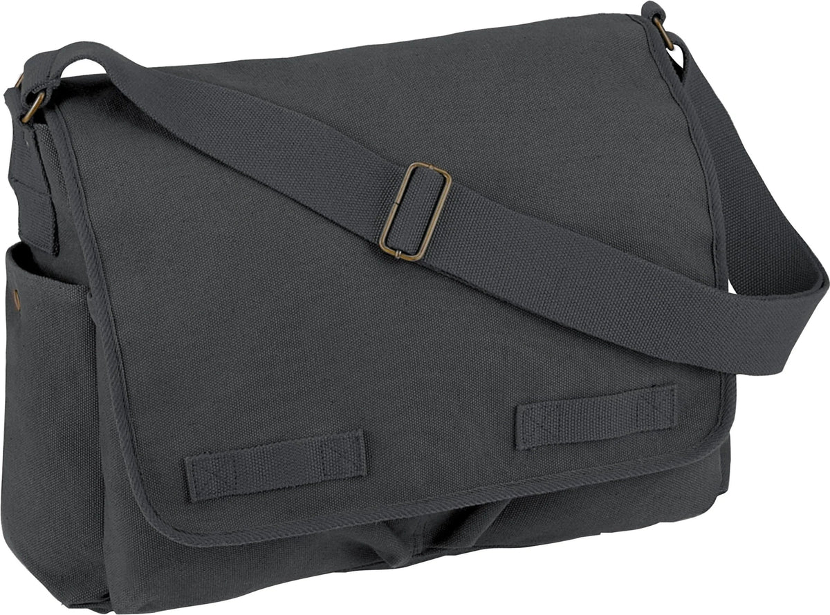 Classic Canvas Messenger Bag - Charcoal Grey
