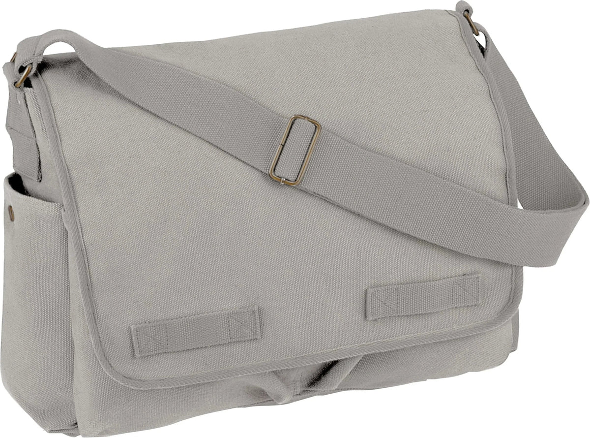 Classic Canvas Messenger Bag - Grey
