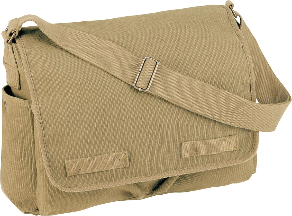 Classic Canvas Messenger Bag - Khaki