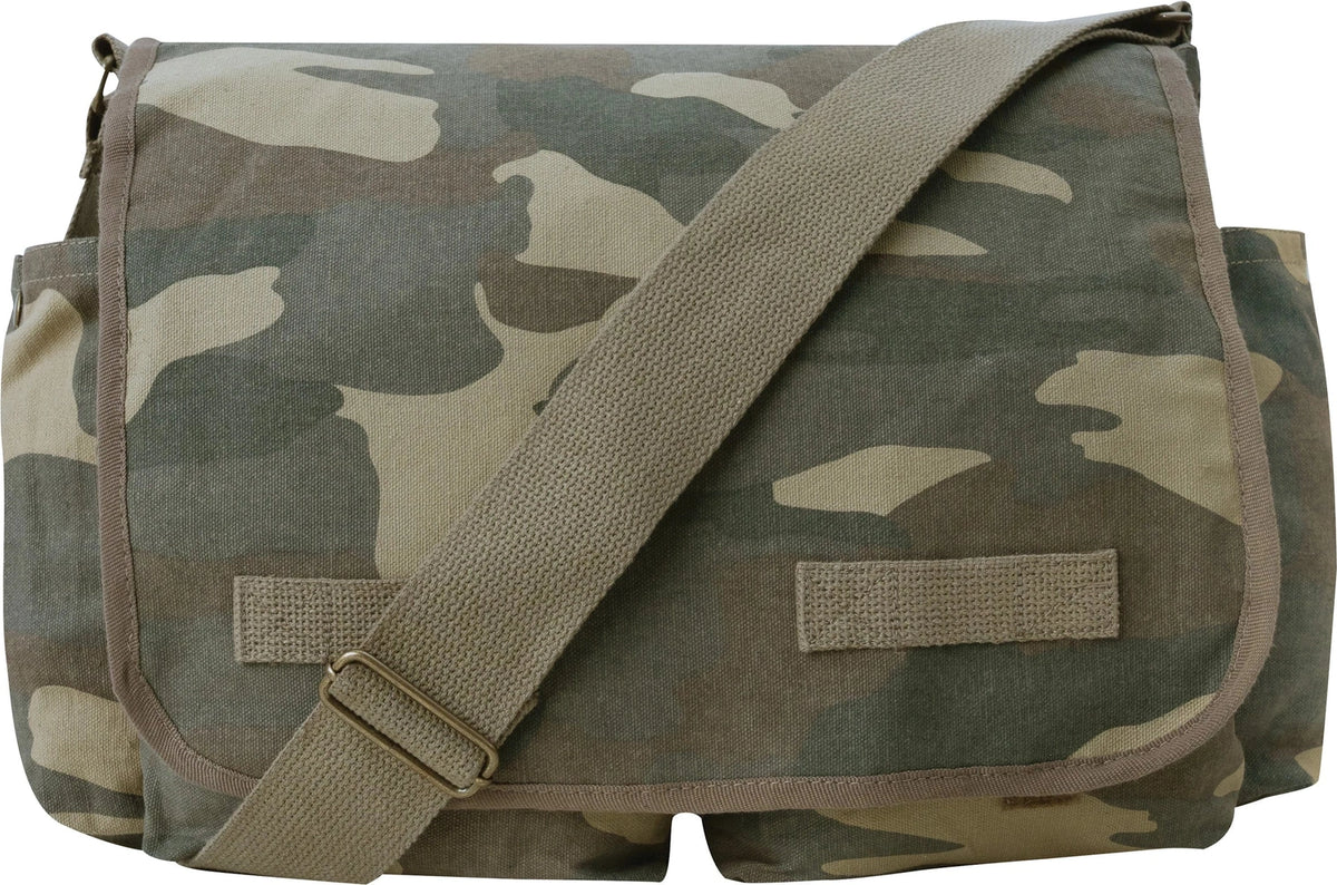 Classic Canvas Messenger Bag - Woodland Camo