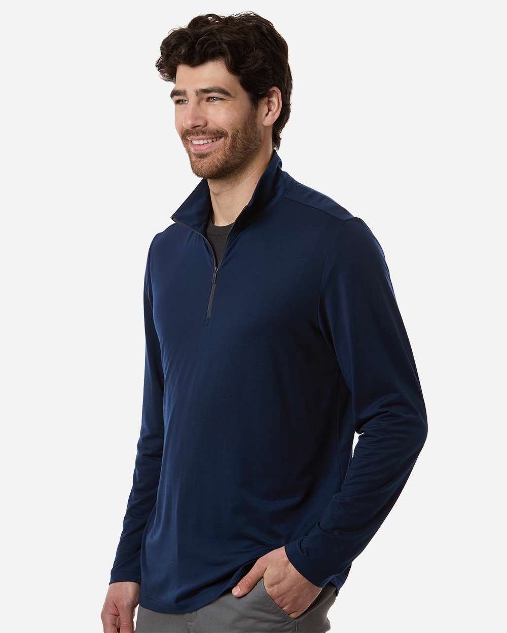 Classic Navy/ Carbon Men's JAQ Stretch Performance Quarter-Zip - NE405 plain
