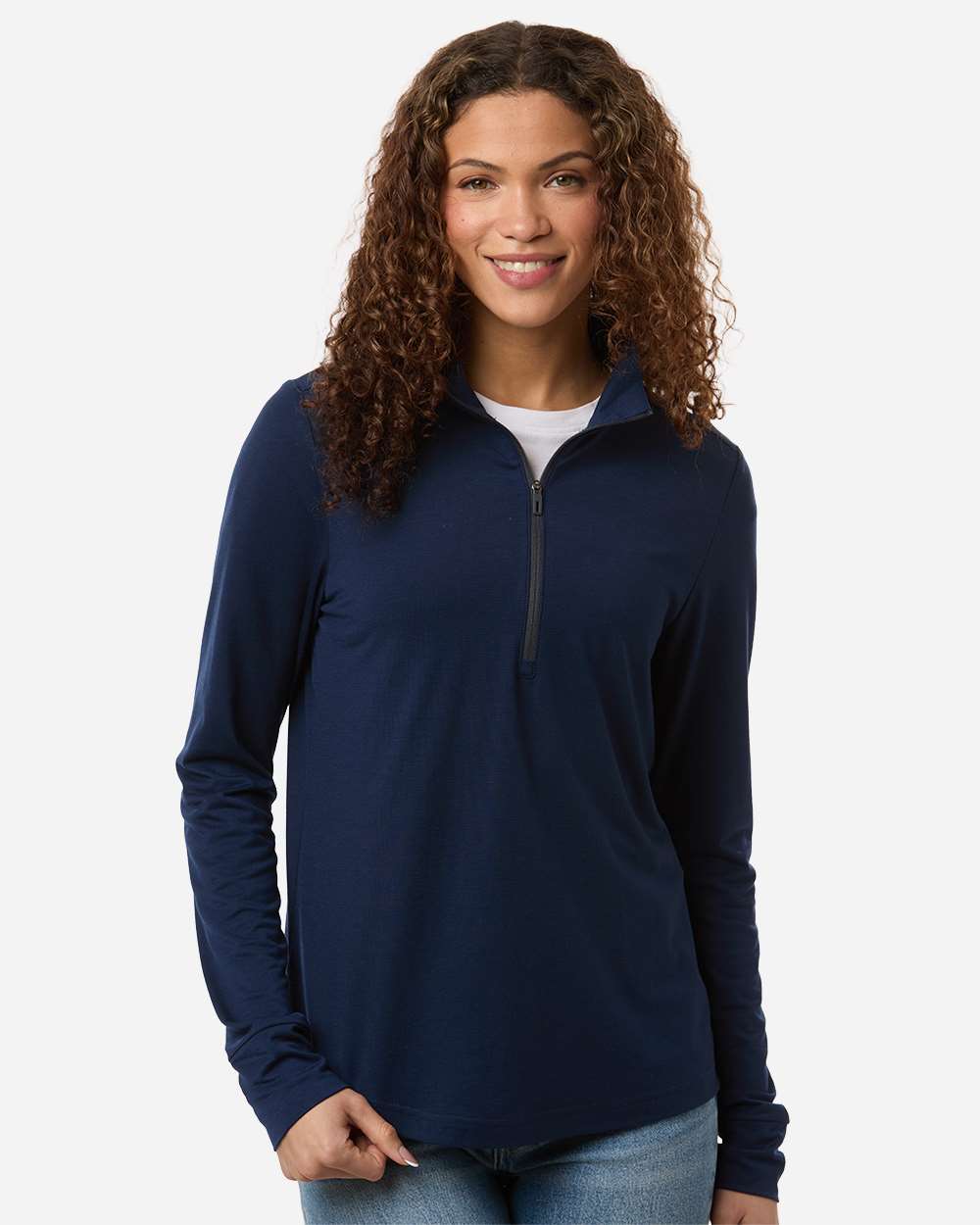 Classic Navy/ Carbon Women's Jaq Stretch Performance Quarter-Zip - NE405W plain