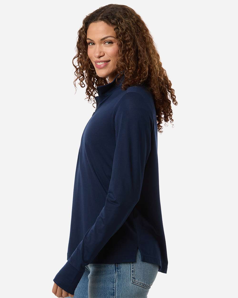 Classic Navy/ Carbon Women's Jaq Stretch Performance Quarter-Zip - NE405W