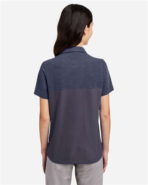 Classic Navy/ Classic Navy Heather Women's Fusion ChromaSoft™ Colorblock Polo - CE112CW
