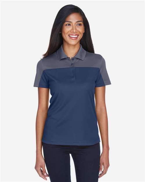 Classic Navy Heather/ Carbon Women's Balance Colorblock Performance Piqué Polo - CE101W