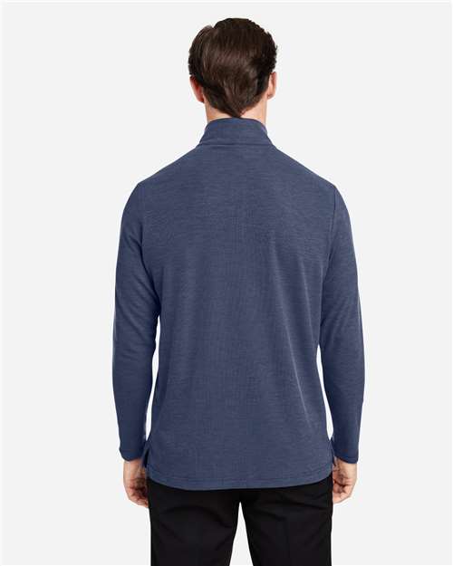 Classic Navy Heather Men's Fusion ChromaSoft™ Pique Quarter-Zip Pullover - CE405