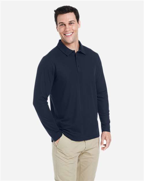 Classic Navy Men&#39;s Fusion ChromaSoft™ Long Sleeve Pique Polo - CE112L