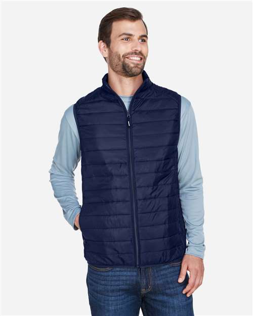 Rear View of Classic Navy Men's Prevail Packable Puffer Vest - CE702