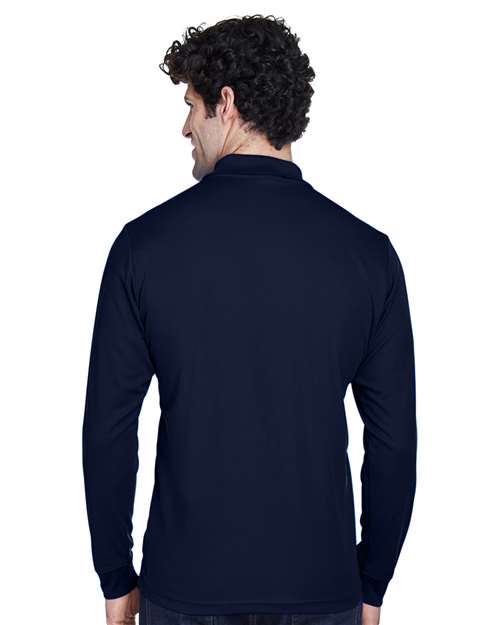 Classic Navy Men&#39;s Tall Pinnacle Performance Long Sleeve Piqué Polo - 88192T