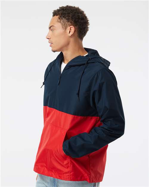 Classic Navy/ Red Lightweight Quarter-Zip Windbreaker Pullover Jacket - EXP54LWP