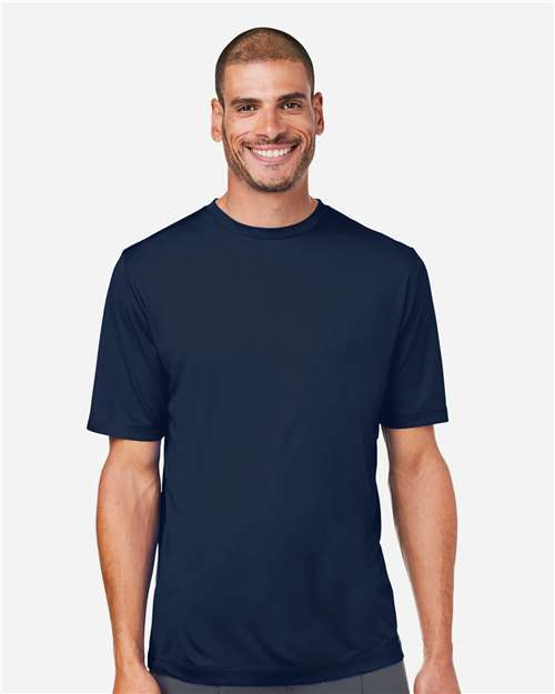 Left View of Classic Navy Unisex Capital Performance T-Shirt - CE10
