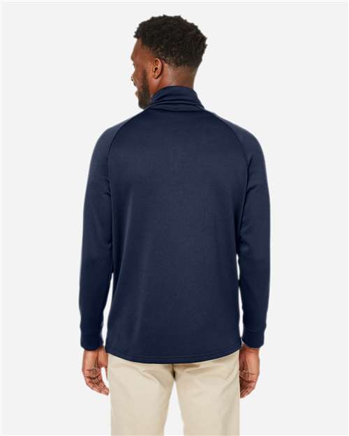 Left View of Classic Navy Unisex Fusion ChromaSoft™ Fleece Quarter-Zip Pullover - CE801