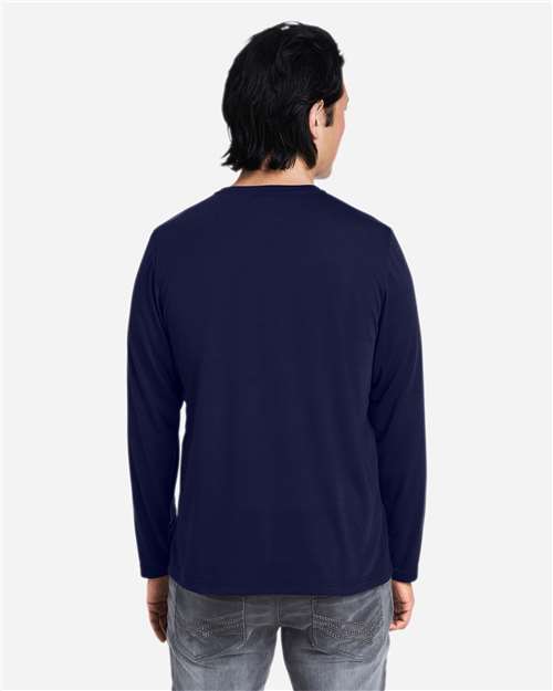 Classic Navy Unisex Fusion ChromaSoft™ Performance Long Sleeve T-Shirt - CE111L