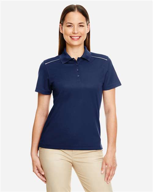 Front View of Classic Navy Women's Radiant Performance Piqué Polo with Reflective Piping - 78181R
