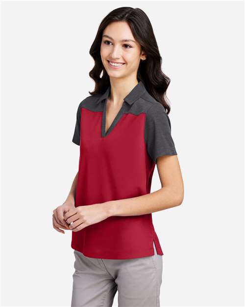 Classic Red/ Carbon Heather Women's Fusion ChromaSoft™ Colorblock Polo - CE112CW