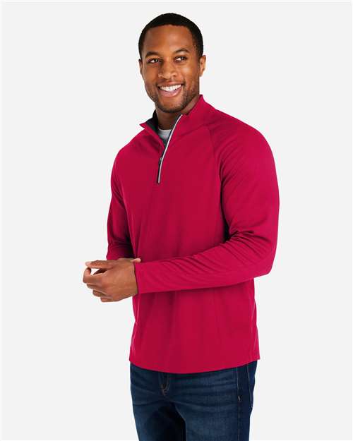 Classic Red/ Carbon Men's Origin Performance Pique Quarter-Zip Pullover - CE418