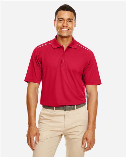 Front View of Classic Red Men's Radiant Performance Piqué Polo with Reflective Piping - 88181R
