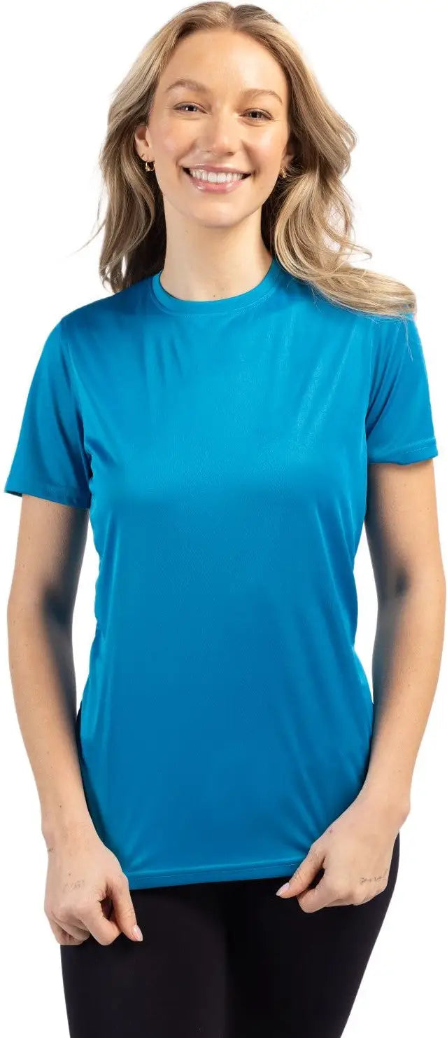 Clique Lqk00064 Spin Eco Performance Jersey Short Sleeve Womens Tee - Ocean Blue - Ladies Xs