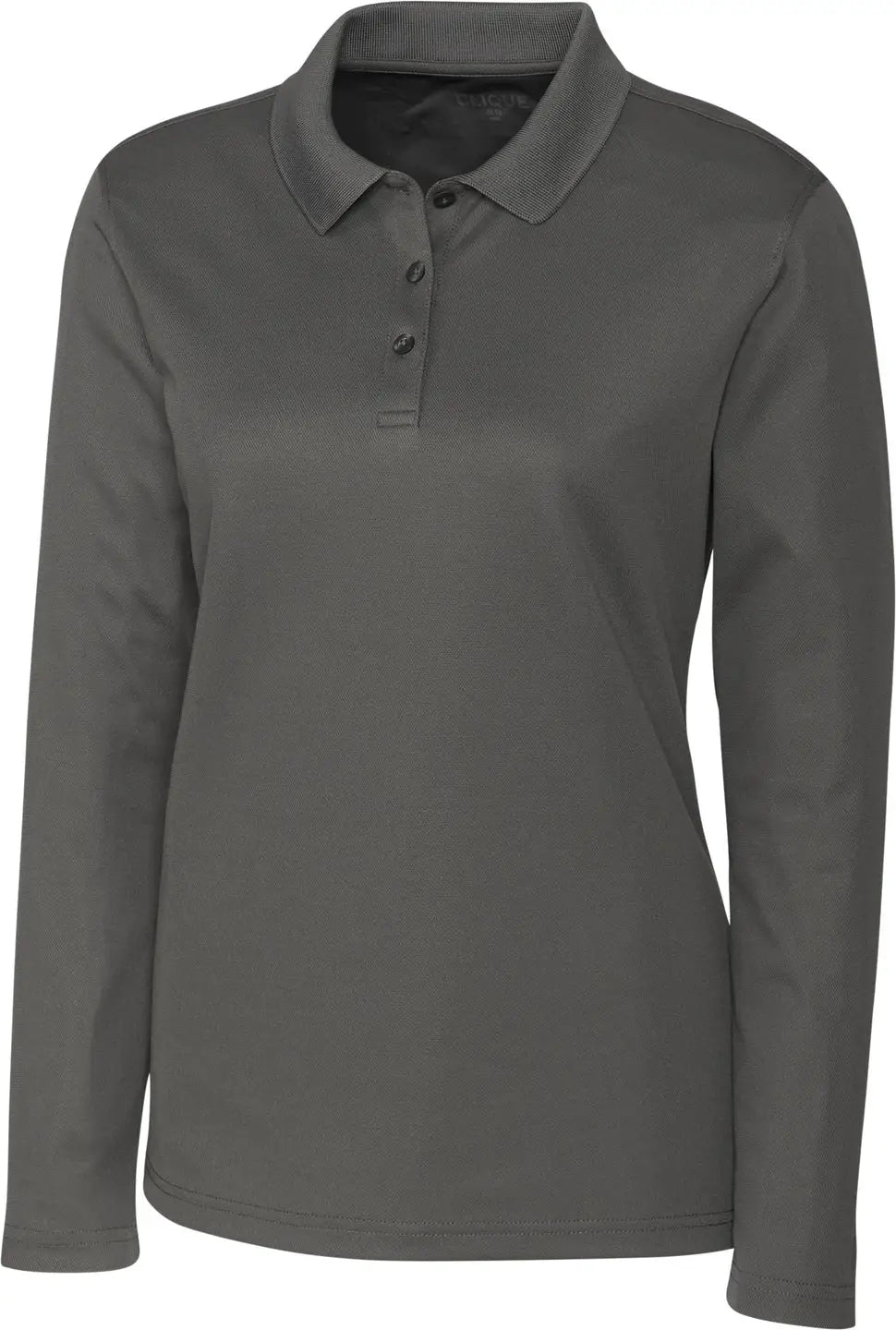 Clique Lqk00066 Spin Eco Performance Pique Long Sleeve Womens Polo - Pure Slate - Ladies Xs
