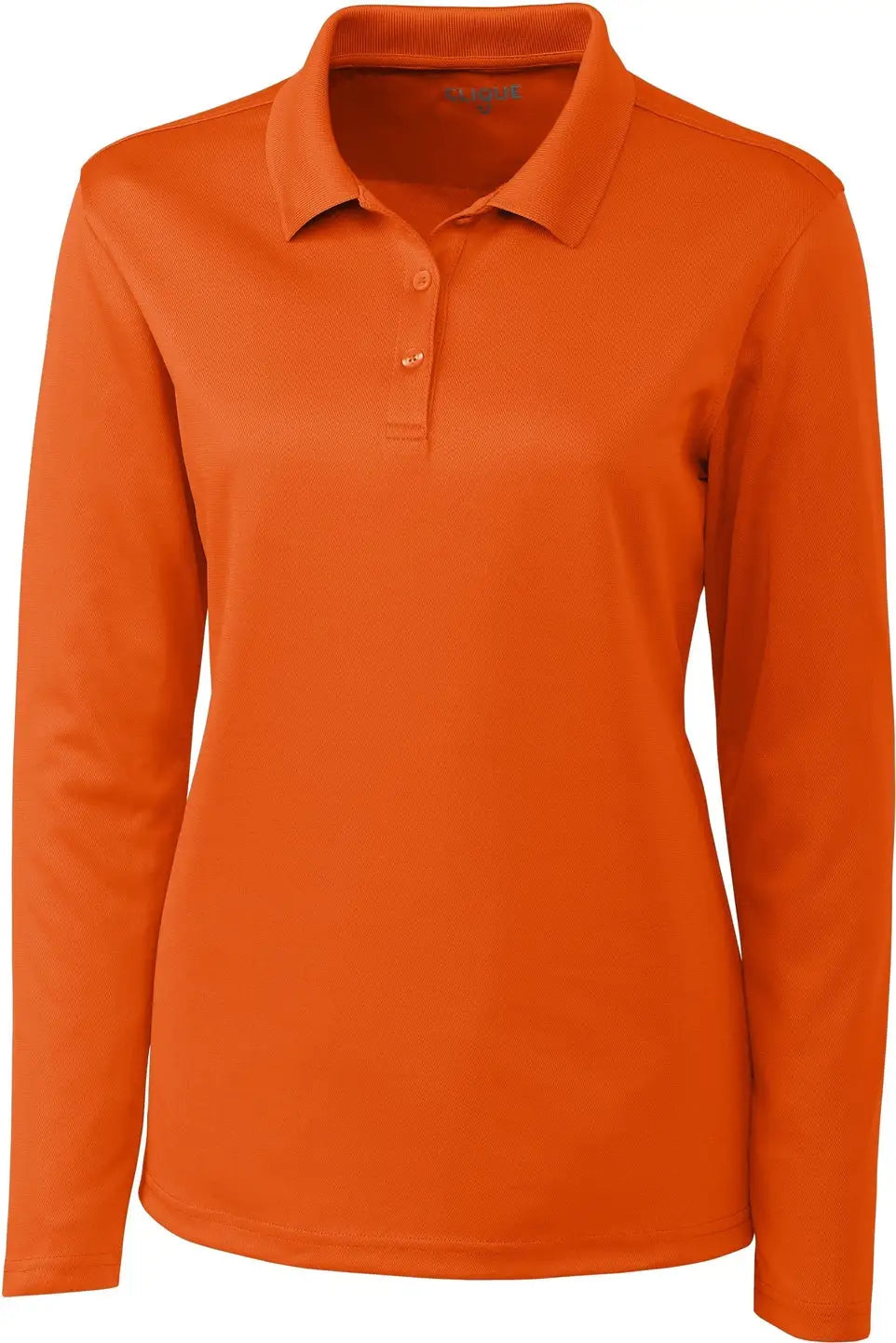 Clique Lqk00066 Spin Eco Performance Pique Long Sleeve Womens Polo - Orange - Ladies Xs