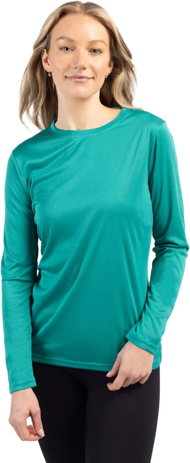 Clique Lqk00067 Spin Eco Performance Long Sleeve Womens Tee Shirt - Teal Green - Ladies Xs