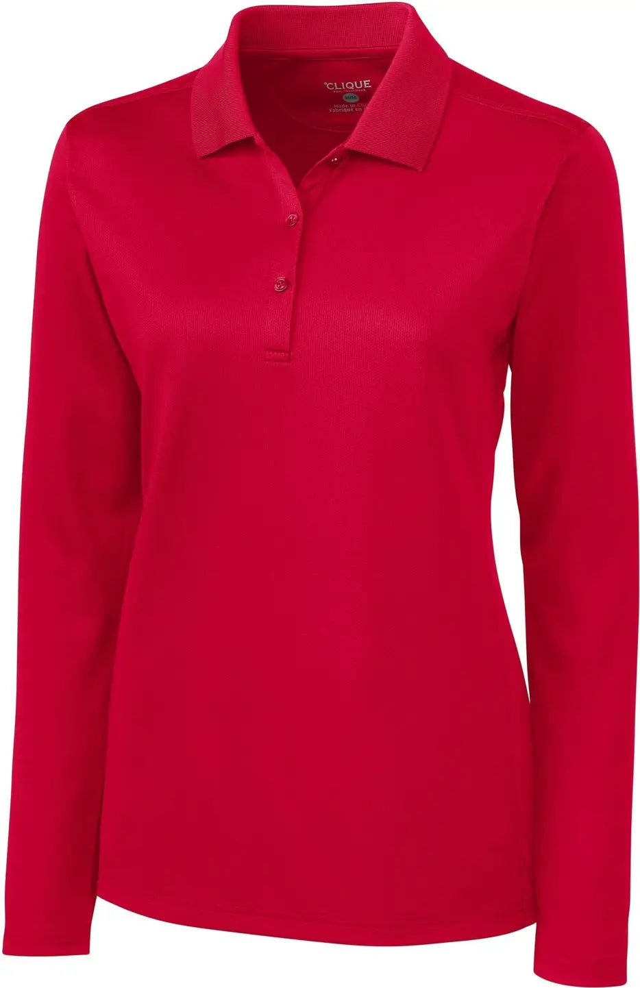 Clique Lqk00068 Ice Pique Womens Long Sleeve Tech Polo - Red - Ladies Xs
