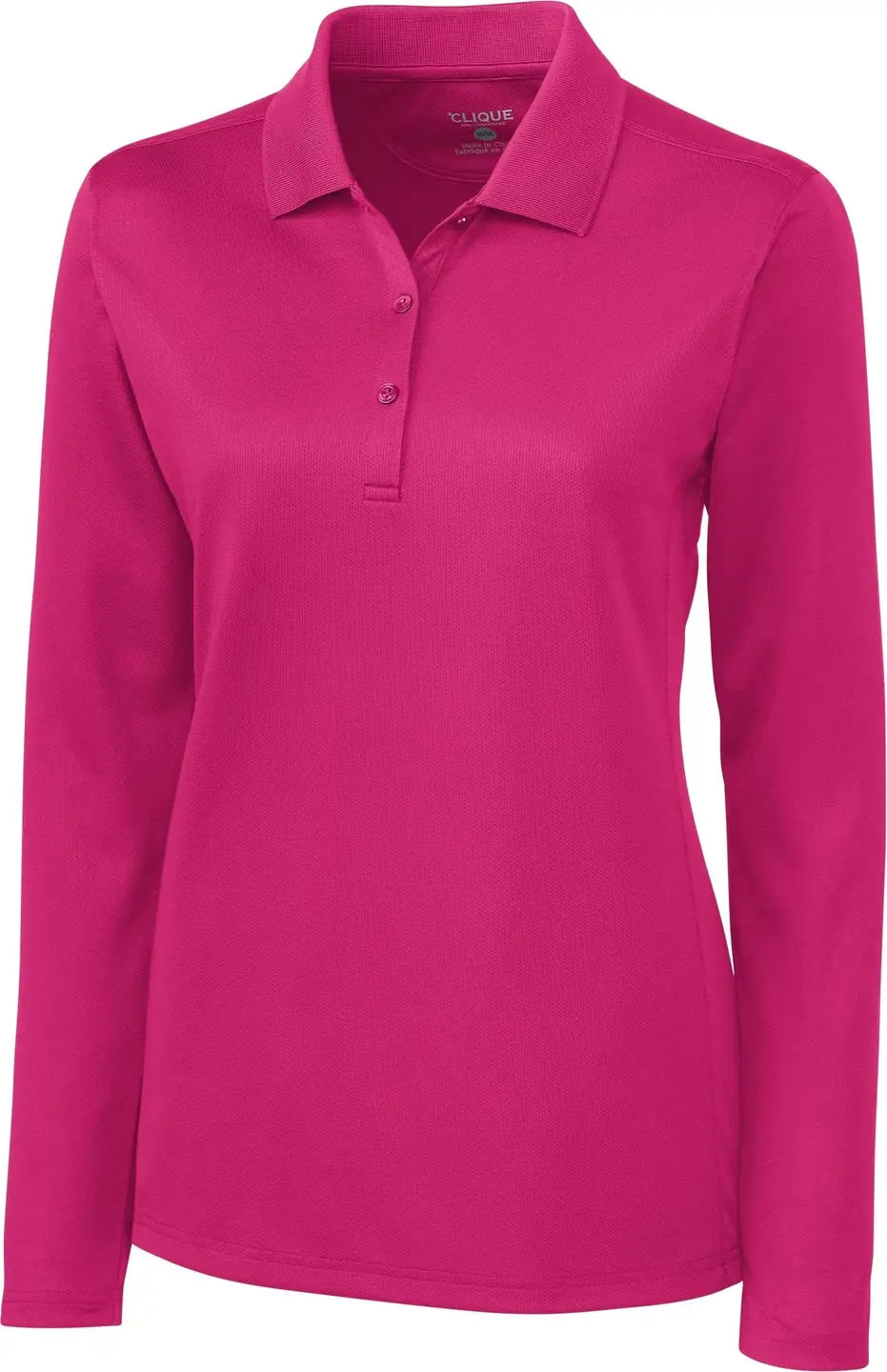 Clique Lqk00068 Ice Pique Womens Long Sleeve Tech Polo - Ribbon Pink - Ladies Xs