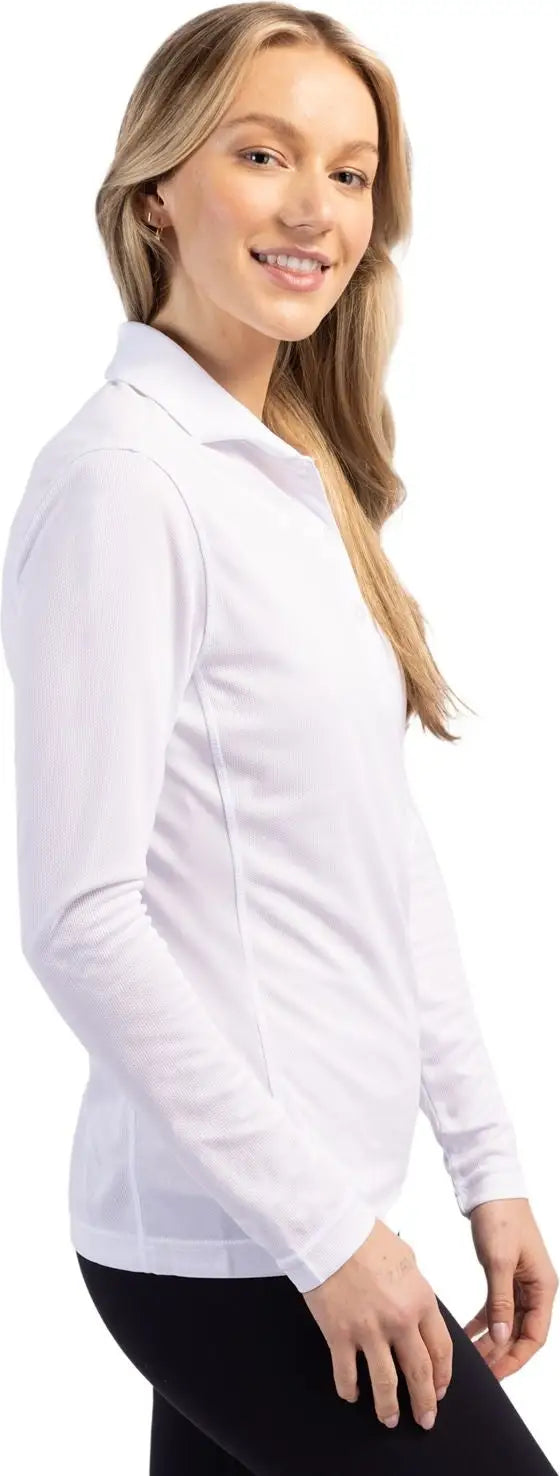 Clique Lqk00068 Ice Pique Womens Long Sleeve Tech Polo - White
