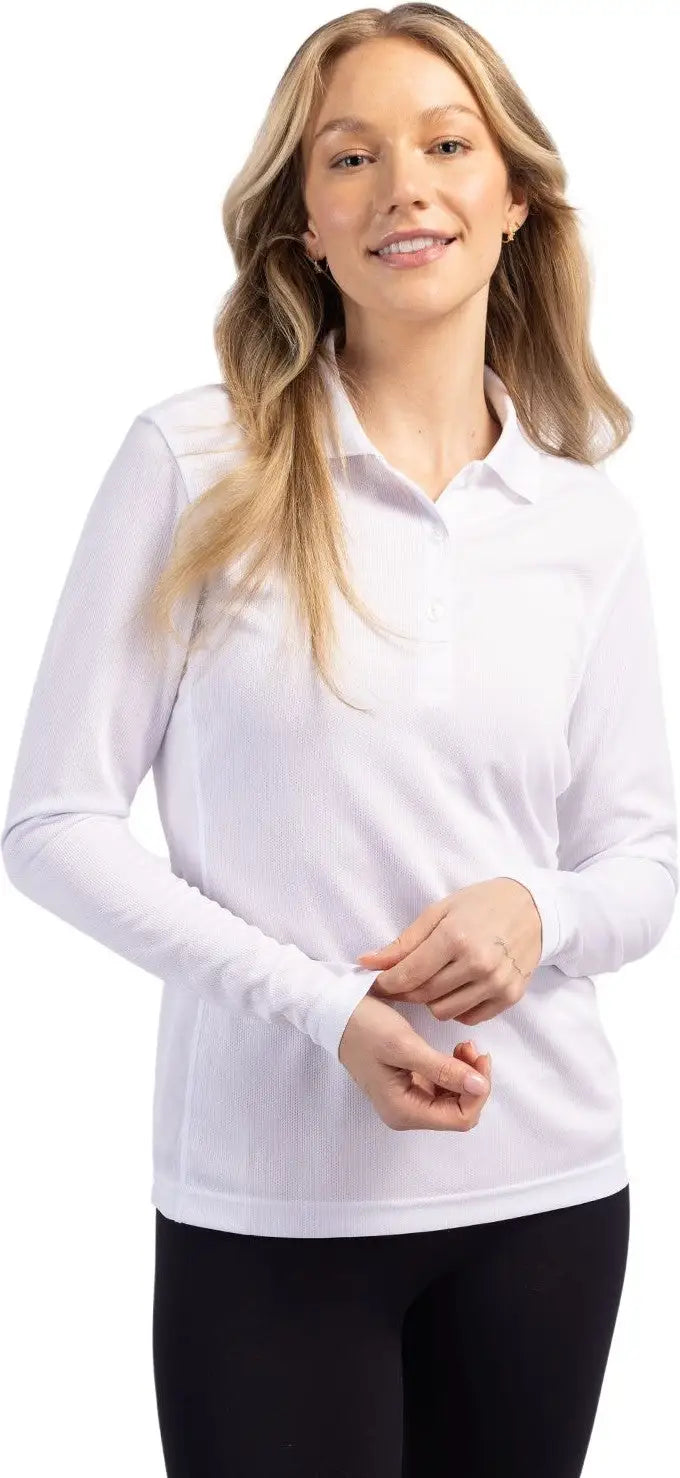 Clique Lqk00068 Ice Pique Womens Long Sleeve Tech Polo - White - Ladies Xs
