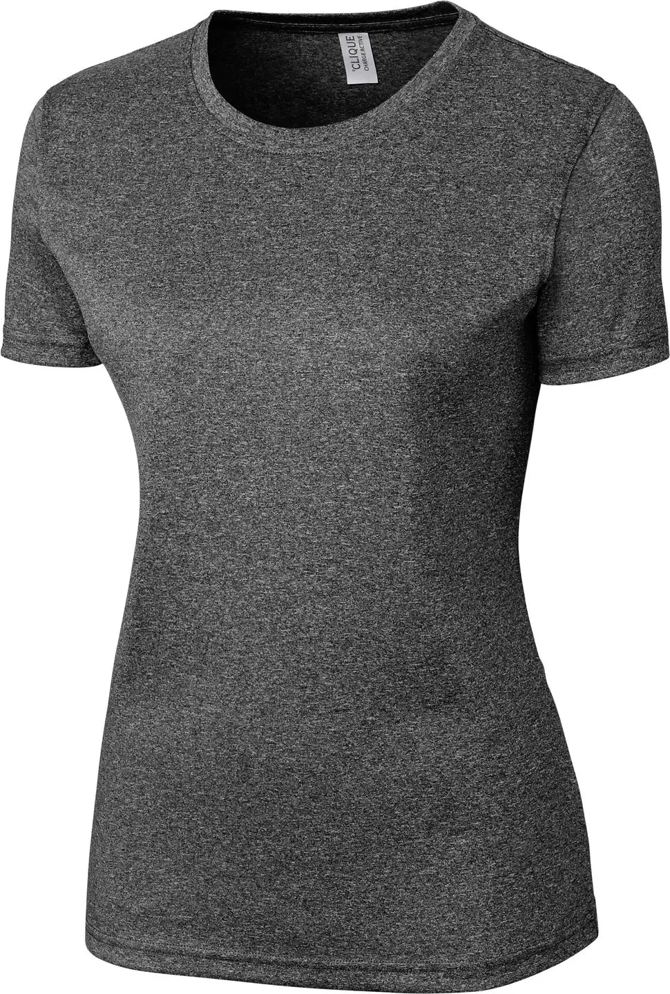Clique Lqk00077 Charge Active Womens Short Sleeve Tee - Black Heather - Ladies Xs