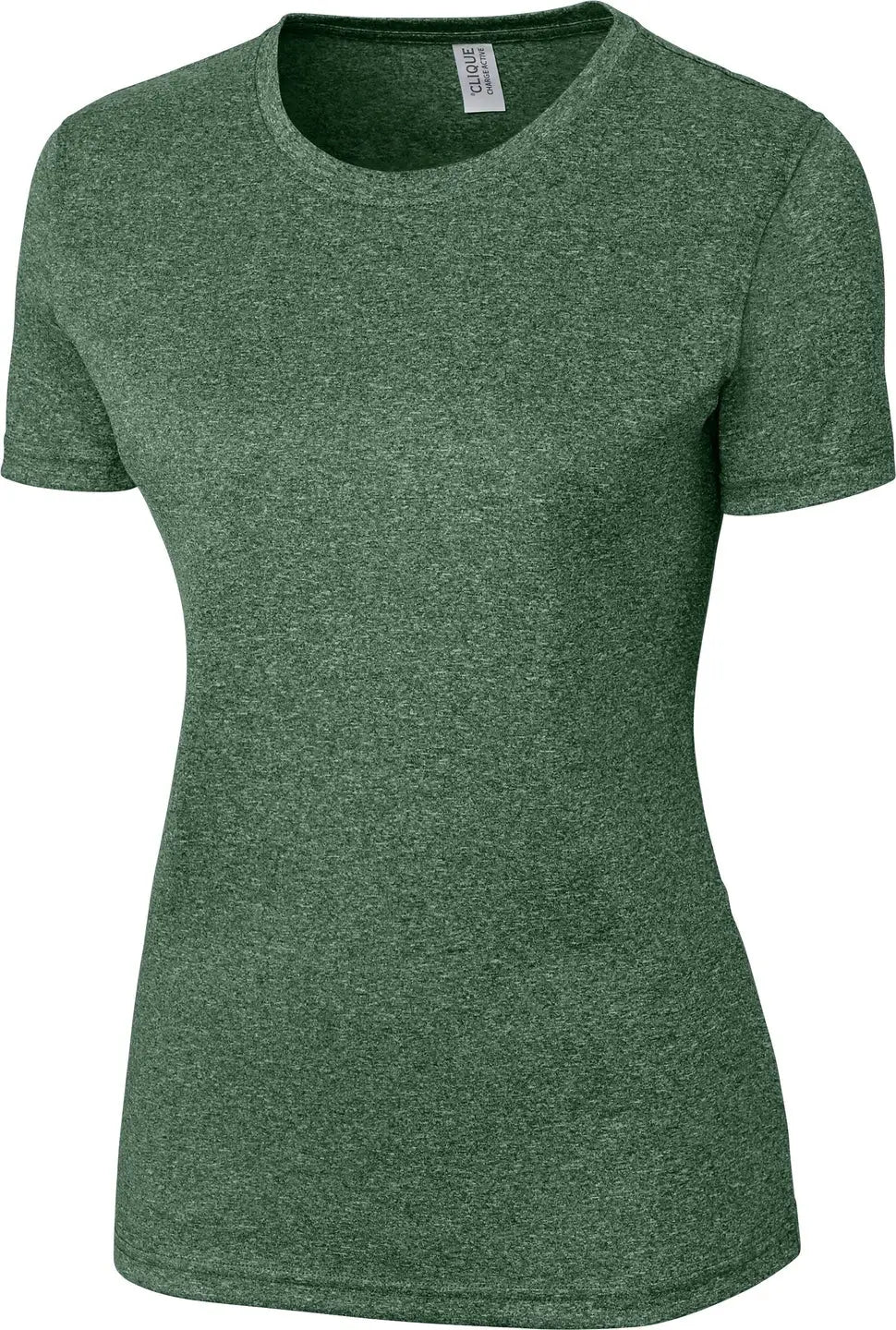 Clique Lqk00077 Charge Active Womens Short Sleeve Tee - Bottle Green Heather - Ladies Xs