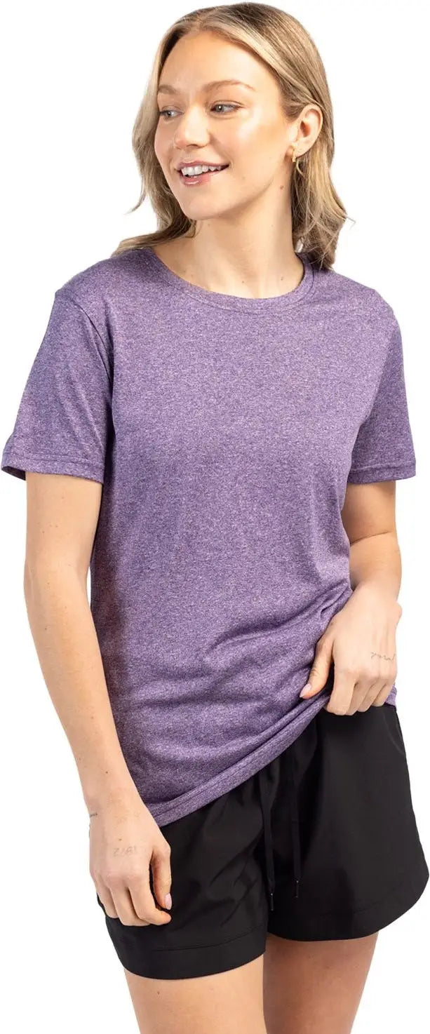 Clique Lqk00077 Charge Active Womens Short Sleeve Tee - College Purple Heather - Ladies Xs