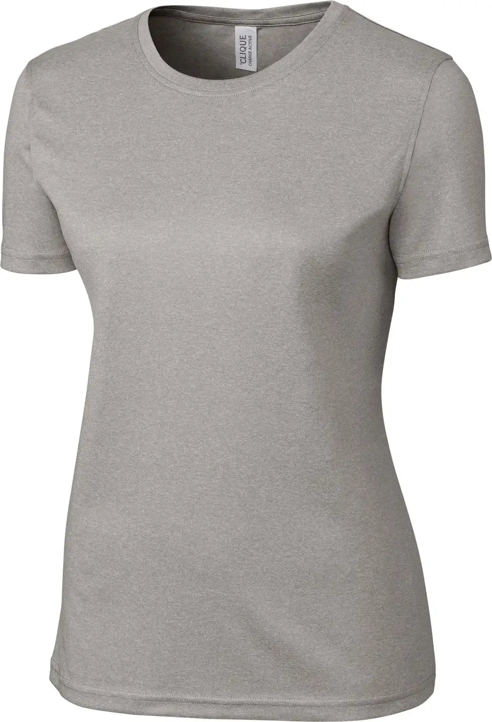 Clique Lqk00077 Charge Active Womens Short Sleeve Tee - Light Gray Heather - Ladies Xs