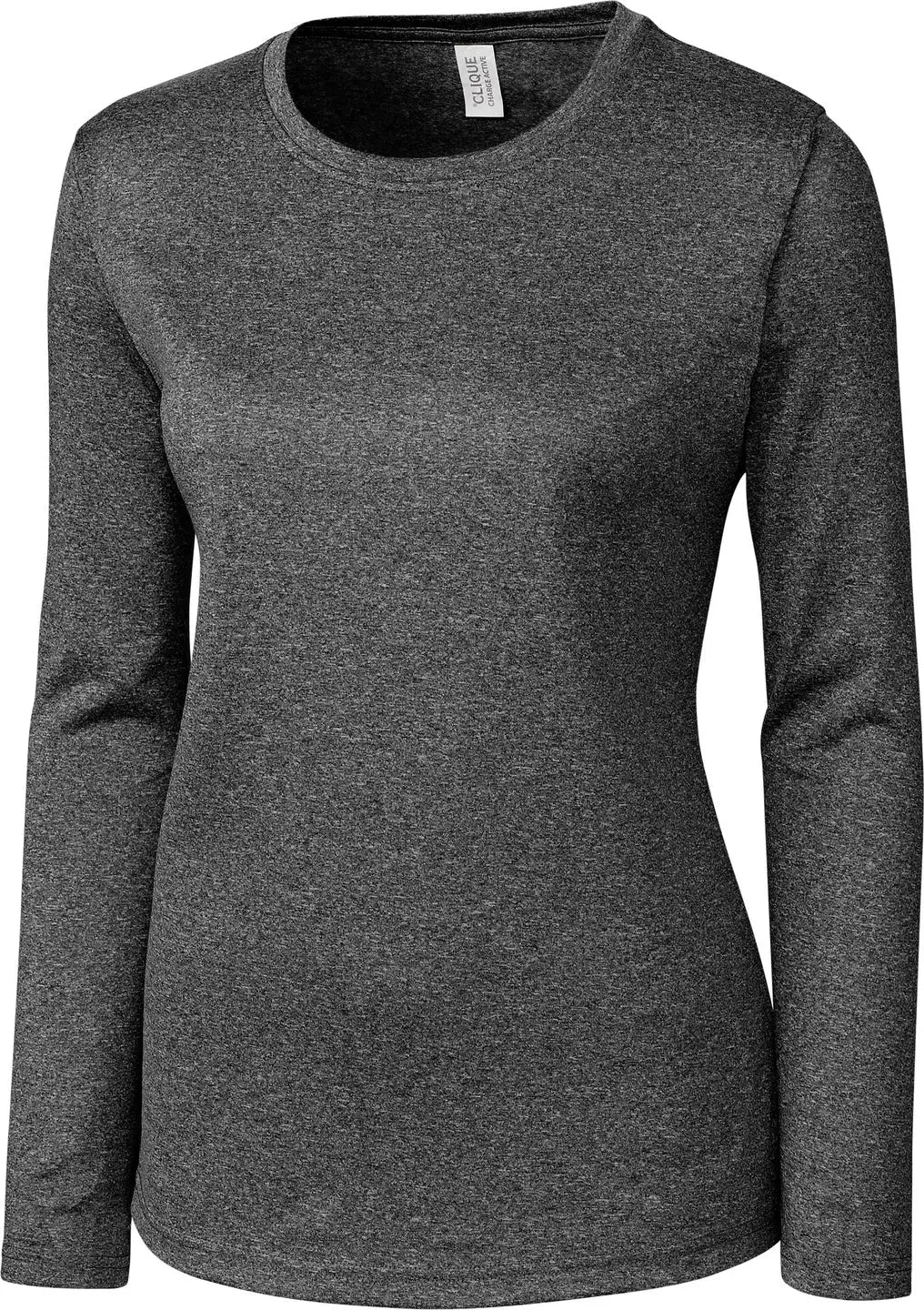 Clique Lqk00078 Charge Active Womens Long Sleeve Tee - Black Heather - Ladies Xs