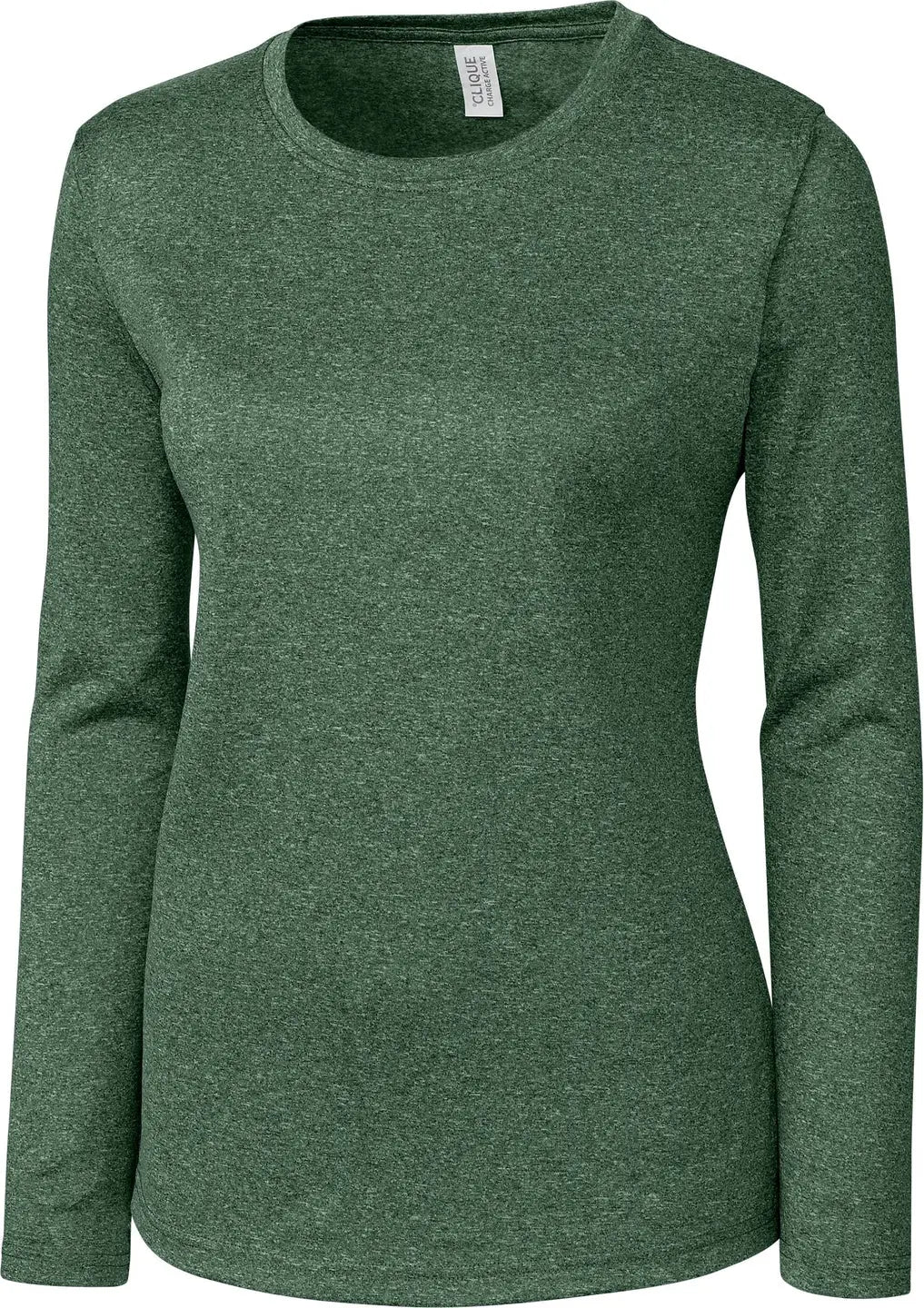Clique Lqk00078 Charge Active Womens Long Sleeve Tee - Bottle Green Heather - Ladies Xs