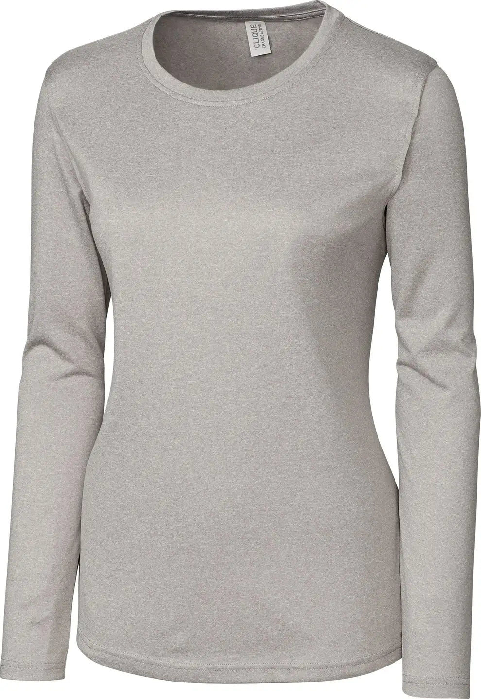Clique Lqk00078 Charge Active Womens Long Sleeve Tee - Light Gray Heather - Ladies Xs