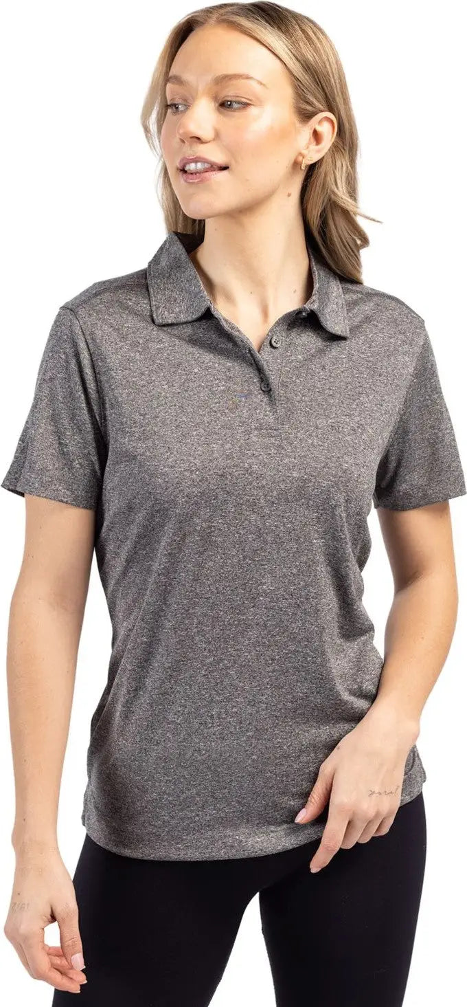 Clique Lqk00079 Charge Active Womens Short Sleeve Polo - Black Heather - Ladies Xs