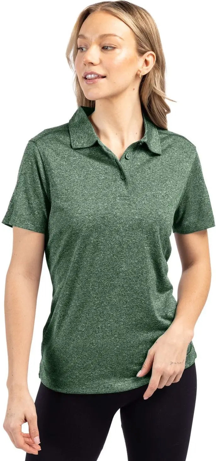 Clique Lqk00079 Charge Active Womens Short Sleeve Polo - Bottle Green Heather - Ladies Xs