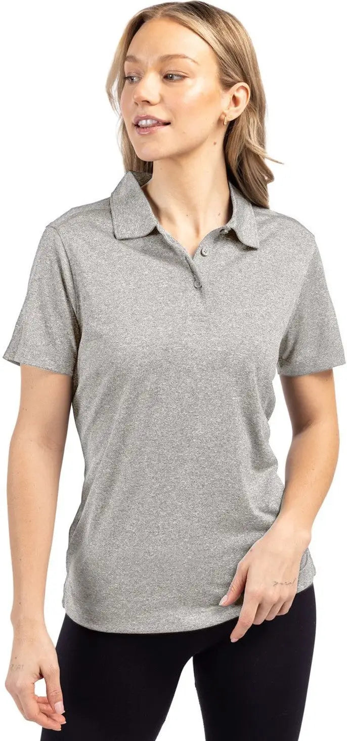 Clique Lqk00079 Charge Active Womens Short Sleeve Polo - Light Gray Heather - Ladies Xs