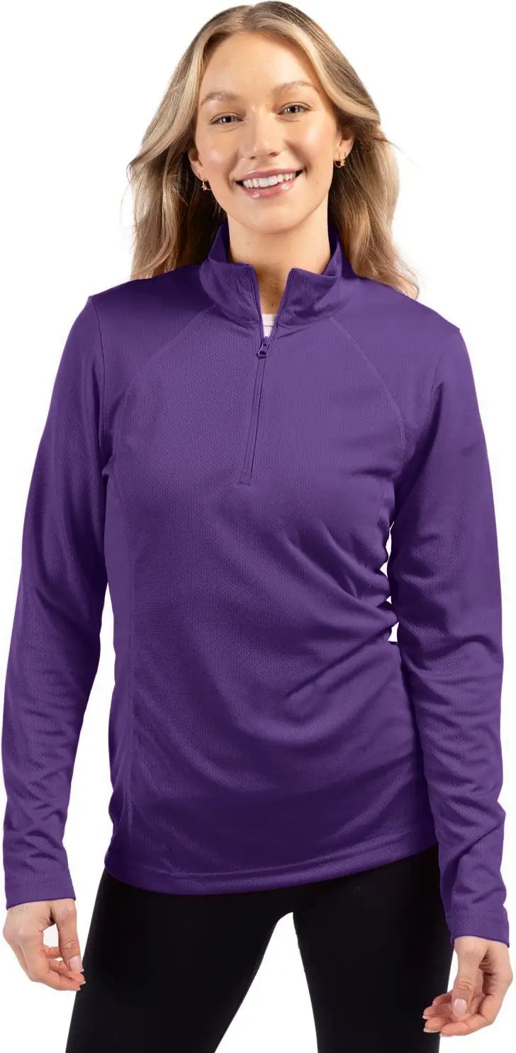 Clique Lqk00084 Ice Pique Womens Half Zip Tech Pullover - College Purple - Ladies Xs