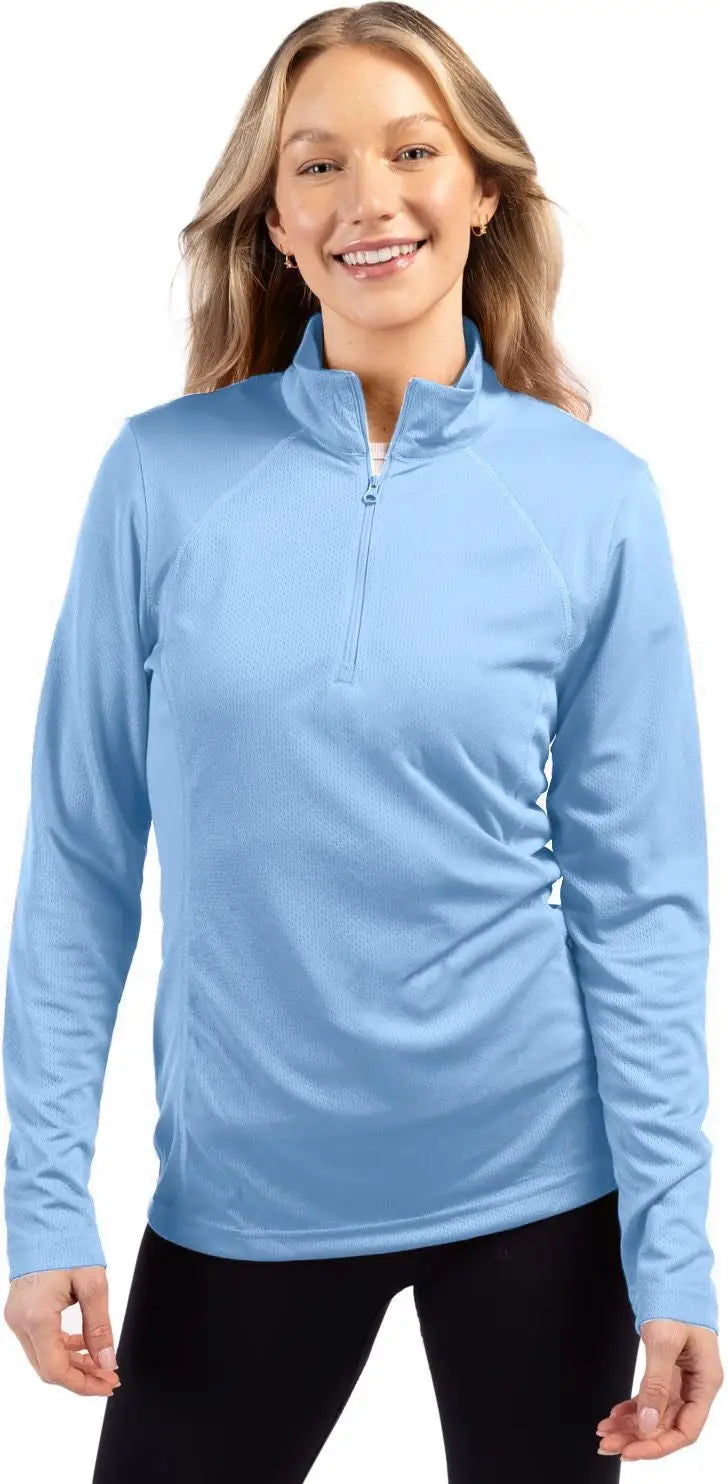 Clique Lqk00084 Ice Pique Womens Half Zip Tech Pullover - Light Blue - Ladies Xs