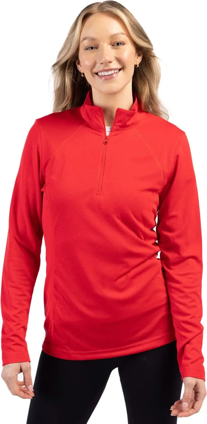 Clique Lqk00084 Ice Pique Womens Half Zip Tech Pullover - Red - Ladies Xs